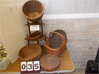 Corner Shelf & Antique Baskets