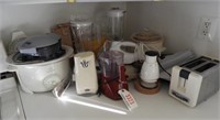 Countertop kitchen lot: Crock pot, mixers, can