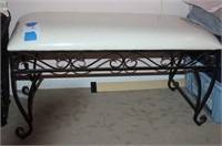 WROUGHT IRON W/ VINYL TOP BENCH