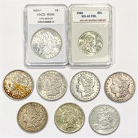 1877-1960 (Set 9) Trade, Morgan, Peace $1 & 1-50C