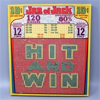 Vintage 10 Cent JAR OF JACK Gambling Punch Board