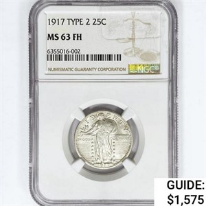 1917 Standing Liberty Quarter NGC MS63 FH, Ty 2