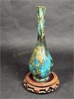 Vintage TAKAOKA Bronze Painted Vase on Base