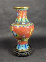 Vintage Chinese Cloisonne Vase on Pedestal