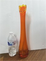 Vintage Orange Yellow Swung Glass Vase