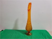 Vintage Fenton Orange/Amberina Hobnal Glass Vase