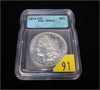 1878 8-T.F. Morgan dollar, slab certified MS-62