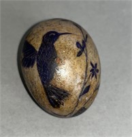 Rare blue & white sgraffito decorated Easter egg
