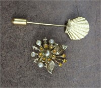 2 Gold in Color Broaches