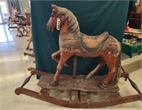 Painted Wood Horse Scooter on Rocker,