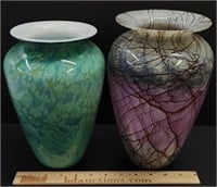 2 Signed Art Glass Vases