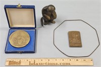 Bronze Monkey; Memorium Plaque & Militar