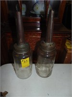(2) Glass Oil Containers