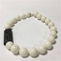 White Coral And Jade Pendant Necklace