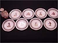 Nine pieces of vintage china: eight 7 1/2"