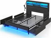 Rolanstar Bed Frame with Storage  Black