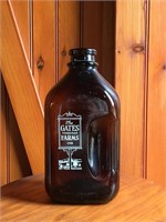 Gates Farms Amber Milk Bottle, 1/2 Gal., 1960's