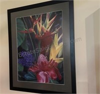 Tropical Flower Framed Print Bird of Paradise 25”