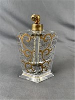 Antique Gold Guilt Crystal Perfume Bottle