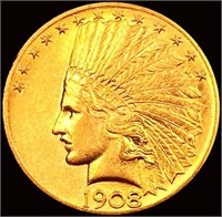 1908 With Motto $10 Gold Eagle