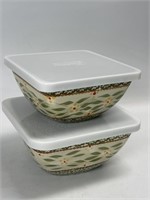 2) Temptations Old War Dip Bowls with lids 1 QT &