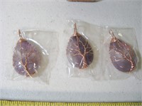 3 New Amethyst Gemstone Tree of Life Pendants