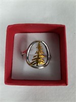 NEW NATURE INSPIRED / FIR TREE / TWO TONE GOLD /
