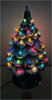 Large Ceramic Flocked Light Up Christmas Tree