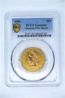 1901 $10 Gold Piece Genuine UNC