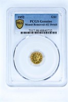1852 $1 Gold Piece Genuine AU