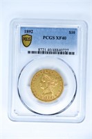 1892 $10 Gold Piece XF40