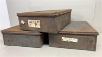 (3) metal storage boxes