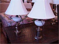Pair of brass table lamps with