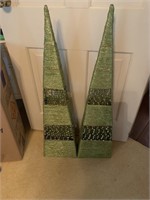 2 green decorative Christmas Trees,