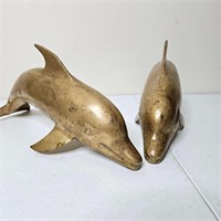 Solid Brass Dolphins Home Decor 14" Long