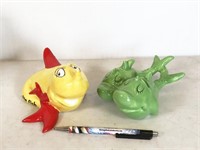 pair of Dr Seuss's One Fish, Two Fish ceramic