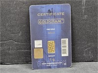1 Gram Gold Bar & Certificate