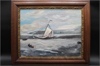 Lucy French Antique Nautical Oil Painting