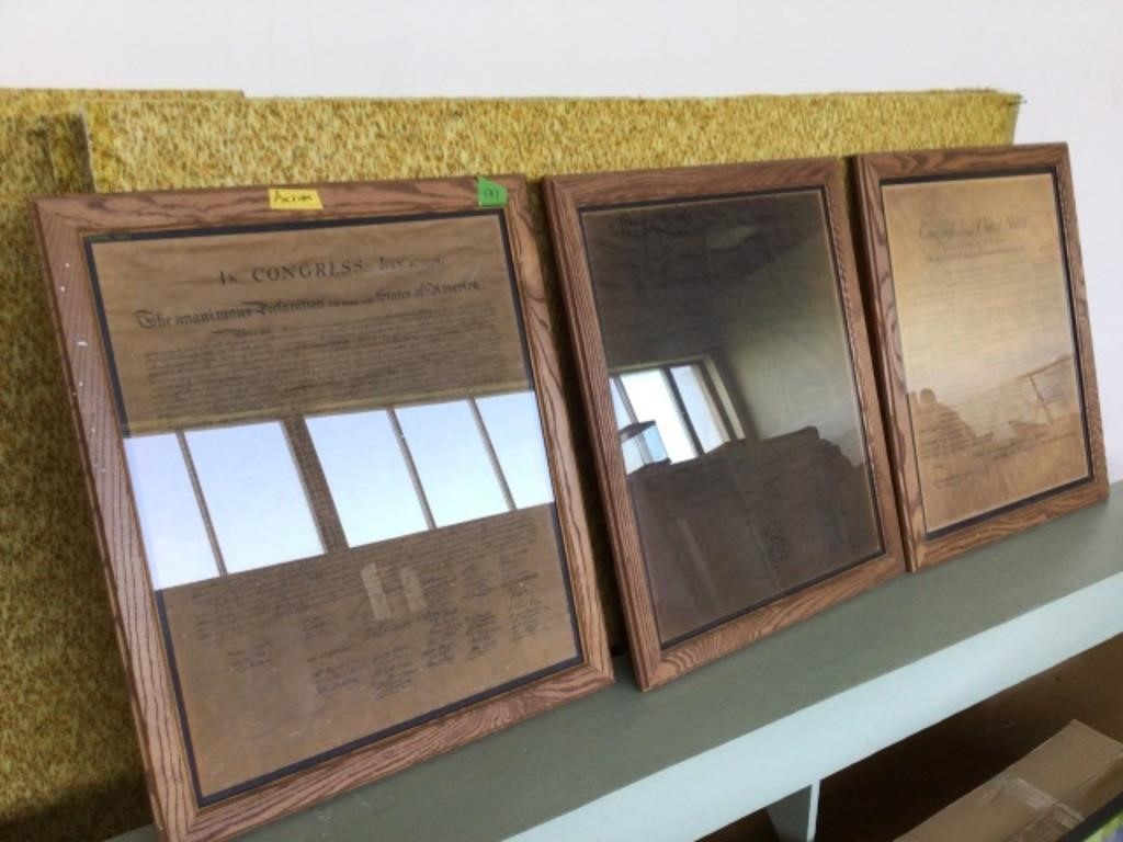 picture frames and copies of declaration