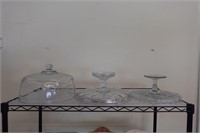 Glass Cake/Punch bowl and stands