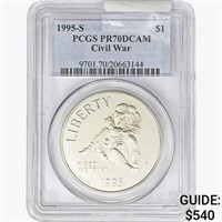 1995-S $1 Silver Civil War PCGS PR70 DCAM