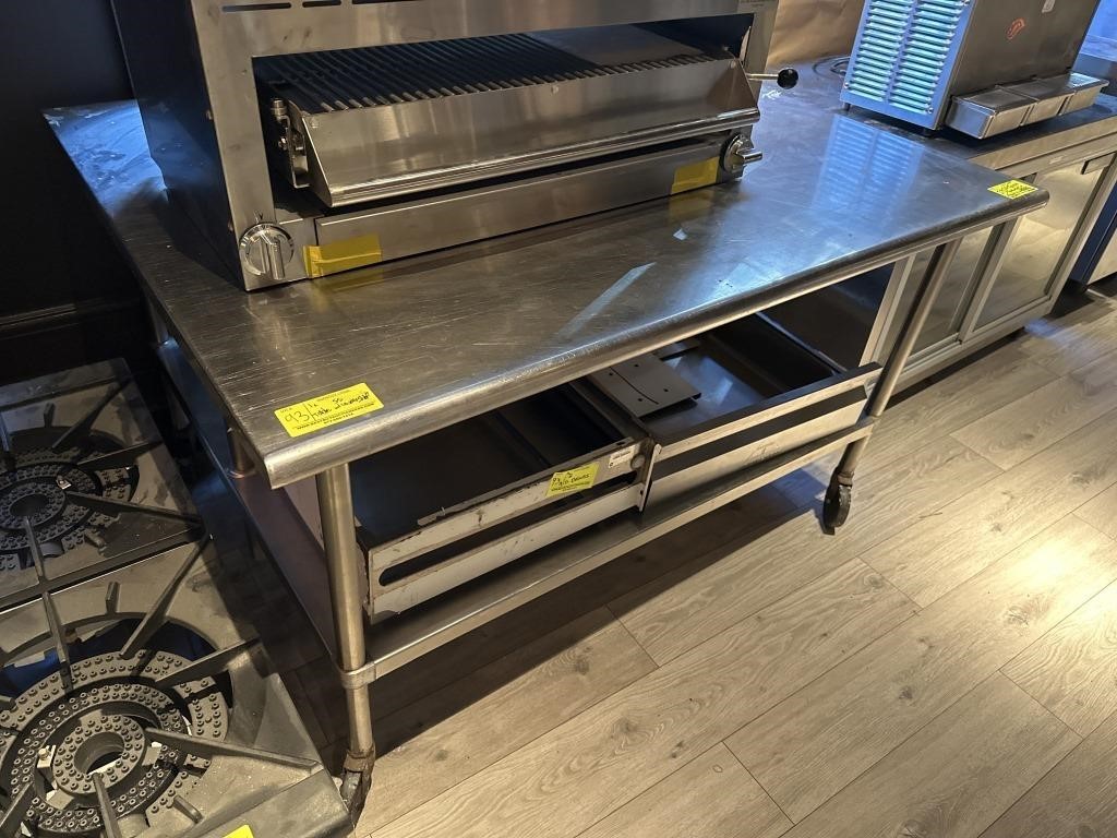 SS TABLE WITH UNDERSHELF ON CASTERS