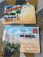 E2) Vintage souvenir  postcard folders Los