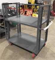 Rolling Commercial Cart With Moveable Shelf and
