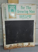 Vintage Tin Super Q Fertilizer Thermometer Chalk