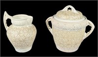 19th CENTURY LIDDED JAR AND PITCHER