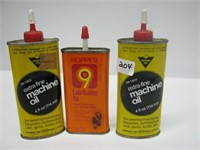 Machine Oil Tins & Hoppes Lub. Oil Tin