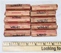 LOT OF 10 , 50 CENT ROLLS OF WHEAT CENTS