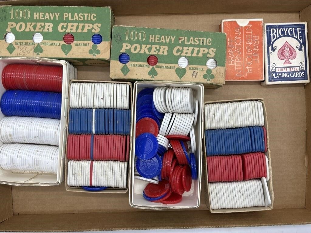 Vintage Poker Chips and Playing Cards