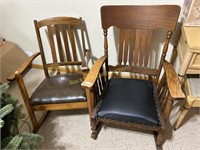 Leather & Wood Rocking Chairs